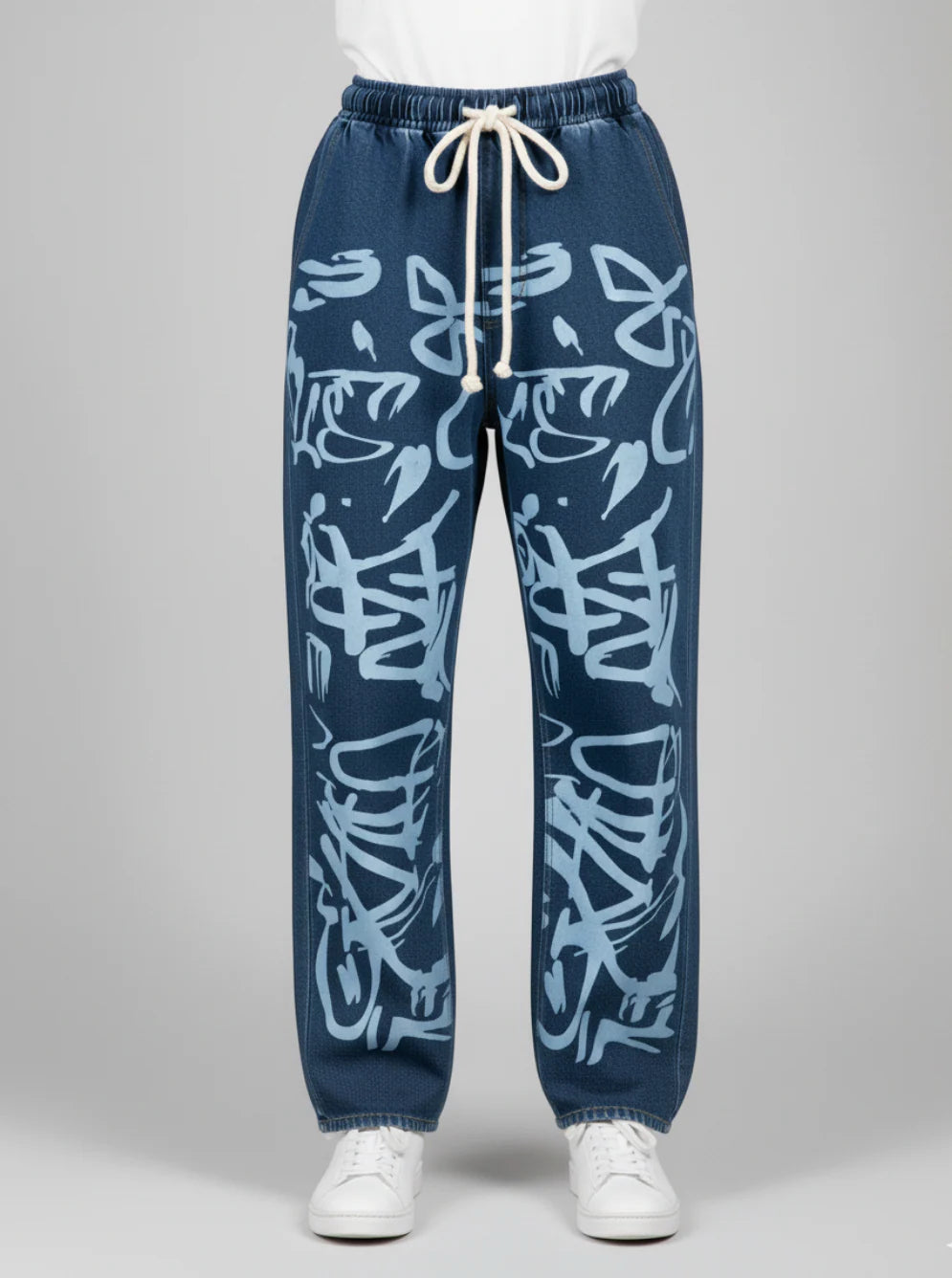 Printed Baggy Style Denim Jeans