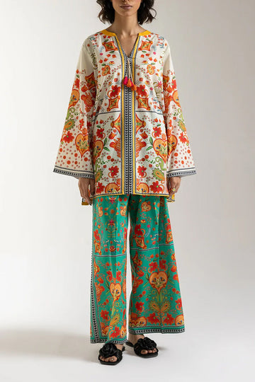 Stitched 2 Piece Printed Shirt and Printed Trouser